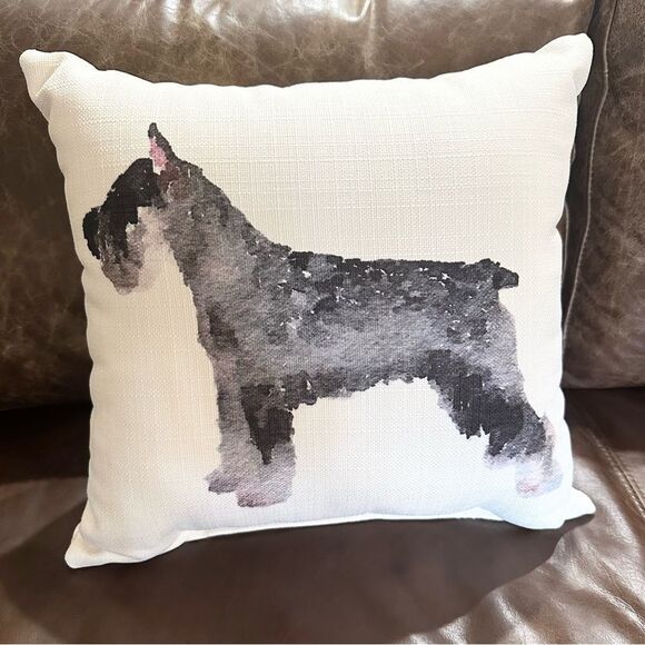 NEW Olive & Cocoa Watercolor Schnauzer Square Accent Decor Pillow - Picture 3 of 7